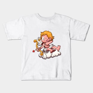 Cupid On Cloud With Bow And Arrow Kids T-Shirt